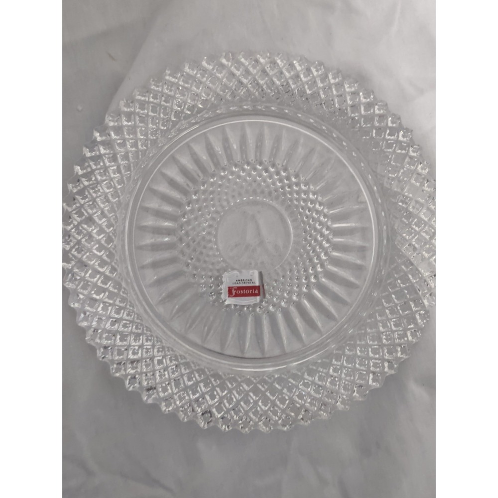 Pair Of 2 Fostoria lead crystal Plates In Box (LL)